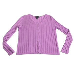 Vintage Laura Scott Cardigan Sweater Women Large Purple Coquette Dainty Y2K 90s